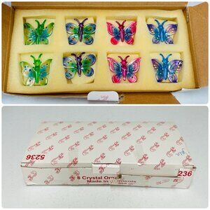 Set 8 Princess House Crystal Butterfly Ornaments 5236 Exclusive